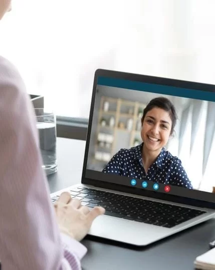 woman receiving online counselling